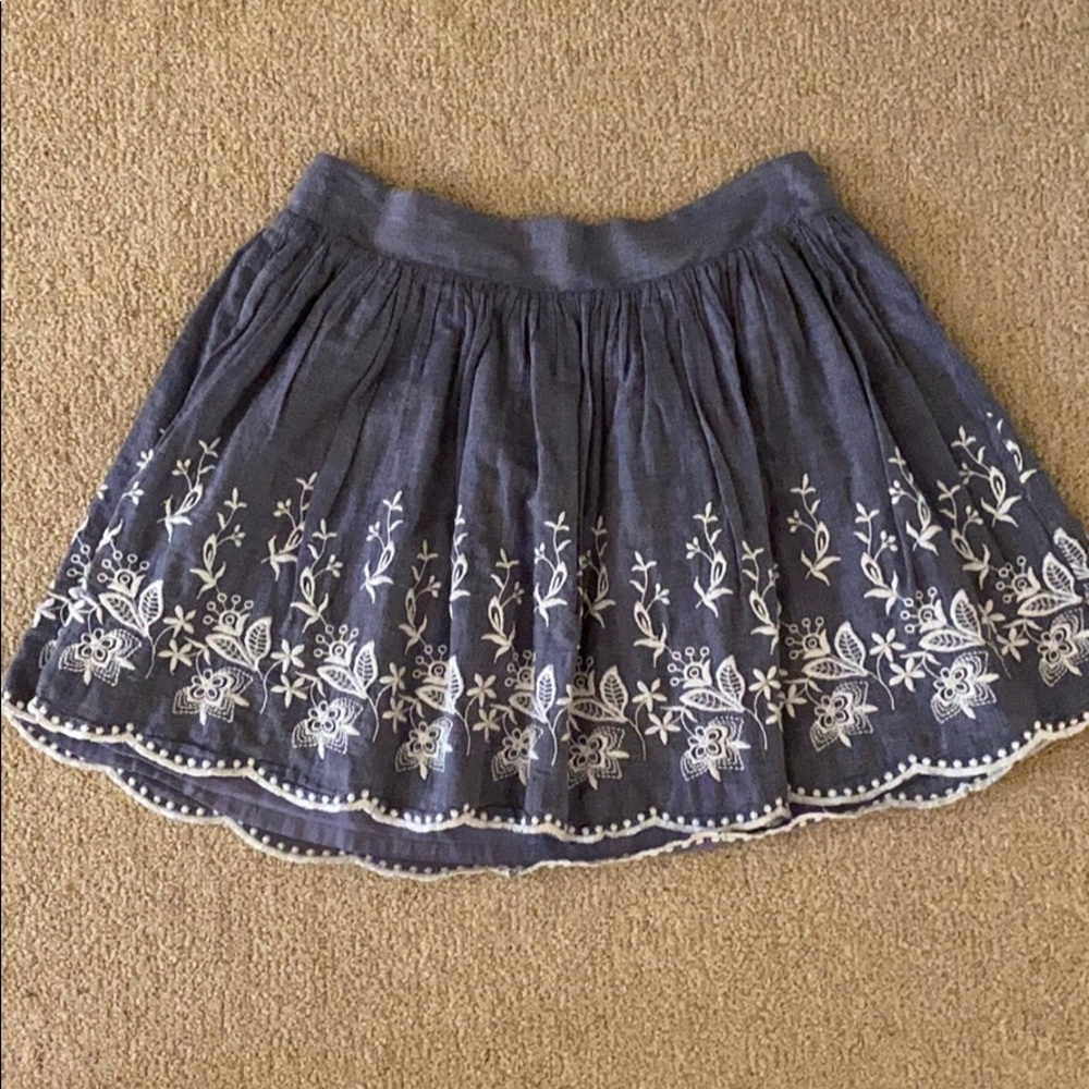 Chambray Embroidered Skirt